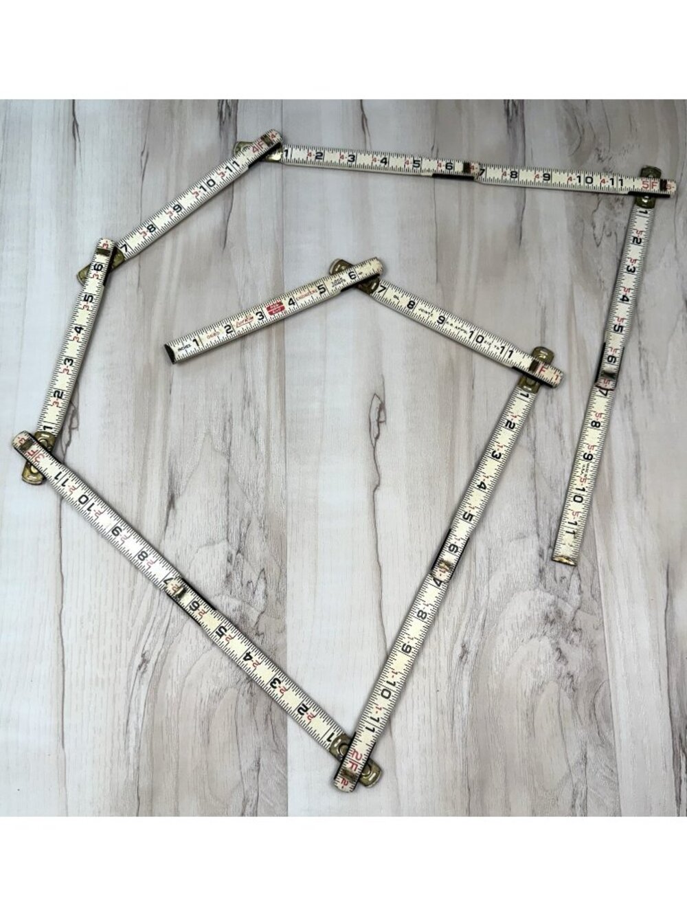 VTG LUFKIN Red End Wooden Folding ENGINEERS RULER Carpenter Tool 72" Lock Joints